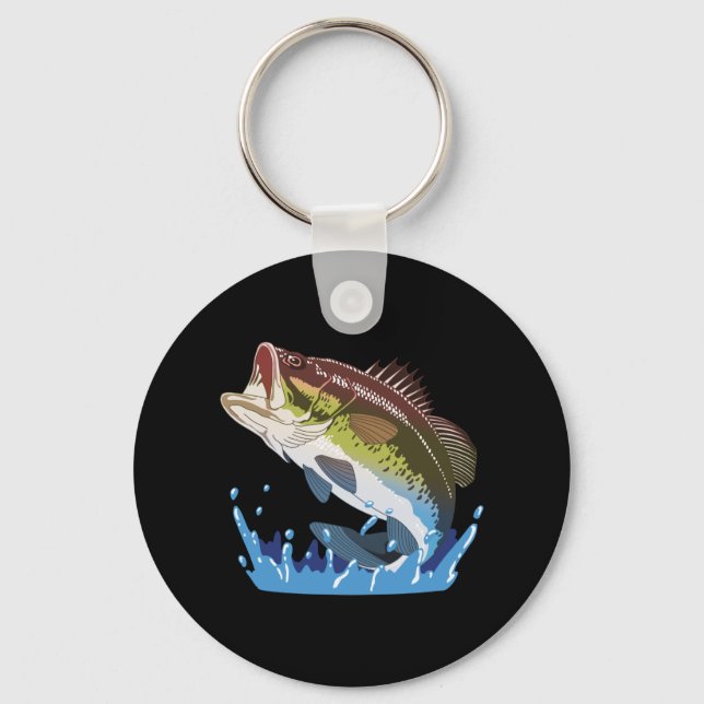 Bass Fishing, Fisherman, Funny Fishing Gear Gifts Keychain (Front)