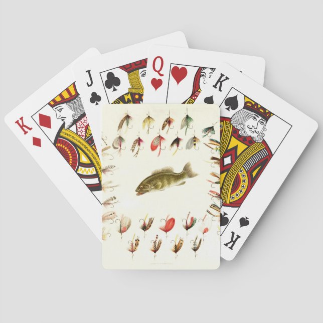 Bass Fishing Flies 1882 Poker Cards (Back)
