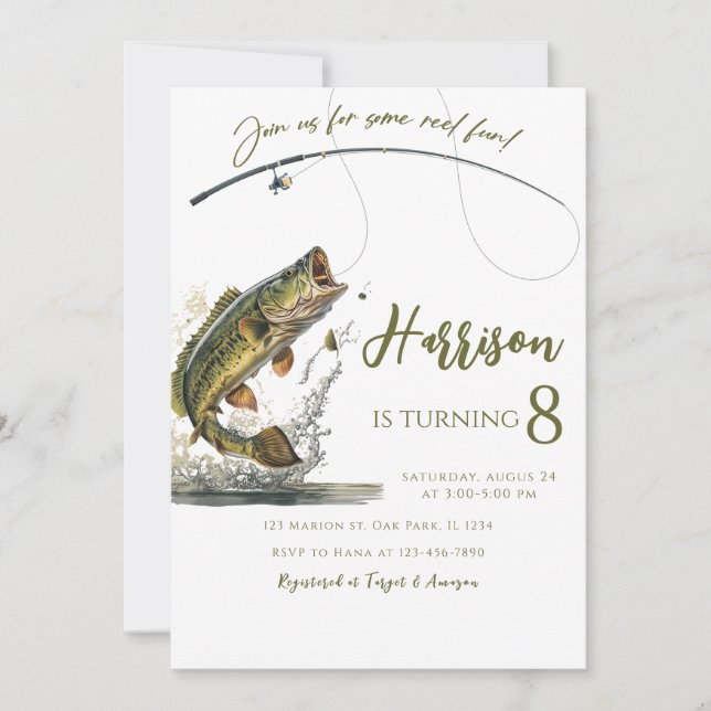 Bass Fishing Funny Birthday Invitation (Front)