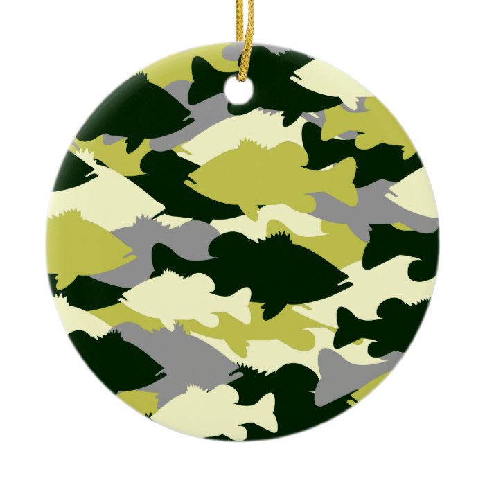 Bass Fishing Green Camo Christmas Tree Ornament