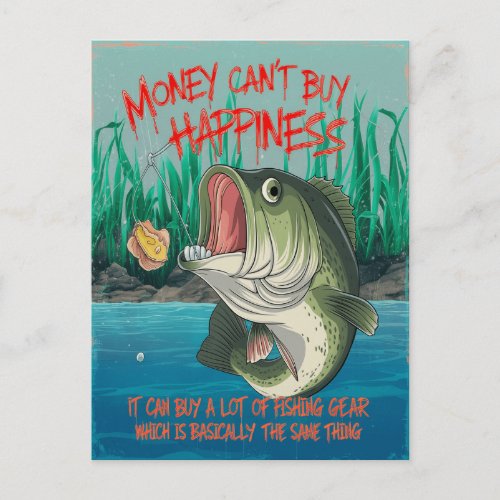 Bass Fishing Happiness Postcard