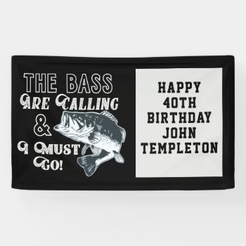 Bass Fishing Happy Birthday Banner Add Age by TheShirtBox at Zazzle