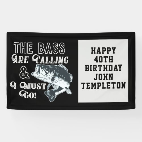Bass Fishing Happy Birthday Banner Add Age