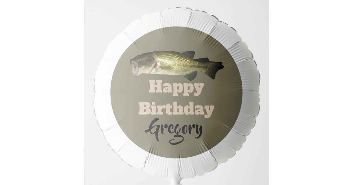 Bass Fishing Happy Birthday Customized Name Large Balloon
