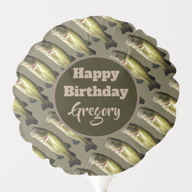 Bass Fishing Happy Birthday Personalized Men's Balloon (Front)