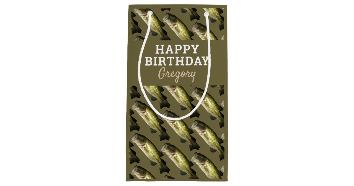 Bass Fishing Hobby Birthday Mens Personalized Small Gift Bag | Zazzle