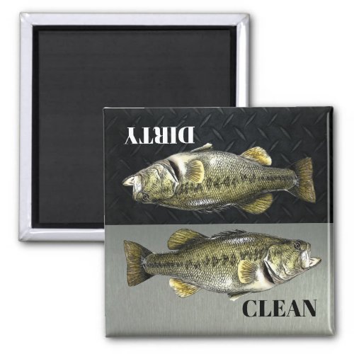 Bass Fishing Hobby Clean Dirty Dishwasher Mens Magnet
