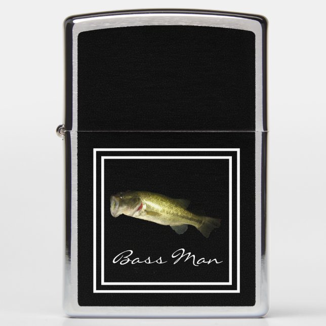 Bass Fishing Men's Black Zippo Lighter (Front)
