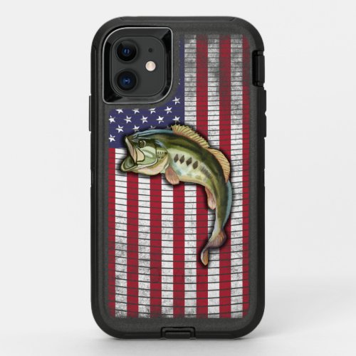 Bass Fishing Patriotic OtterBox Defender iPhone 11 Case