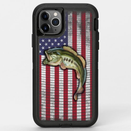 Bass Fishing Patriotic OtterBox Defender iPhone 11 Pro Max Case