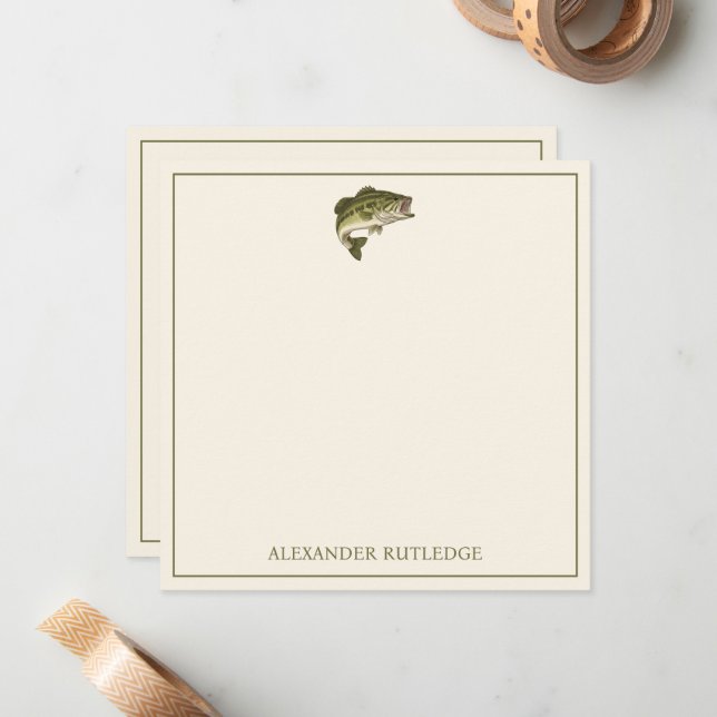 Bass Fishing Personalized Note Card (Front/Back In Situ)