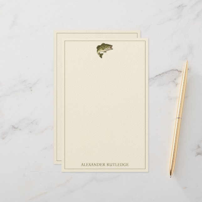 Bass Fishing Personalized Stationery (Front/Back In Situ)