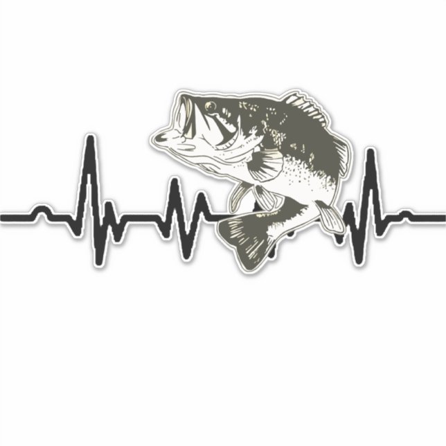 Bass Fishing Pulse Heartbeat Sports Hobby Car  Sticker (Front)