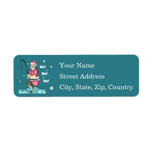 Bass Fishing Santa Claus Christmas Return Address Label