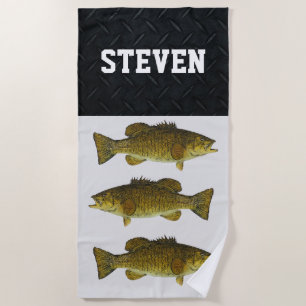 Bass Fishing Smallmouth Men's Sport Name Beach Towel