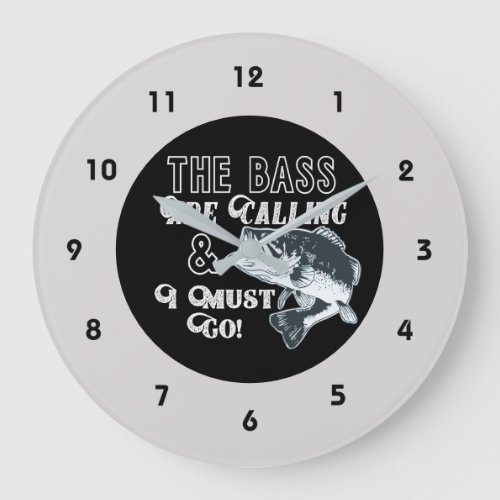 Bass Fishing Sport Hobby Quote For Men Large Clock