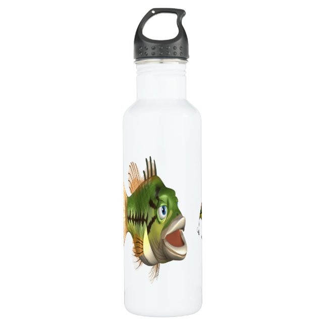Bass Fishing Stainless Steel Water Bottle (Front)