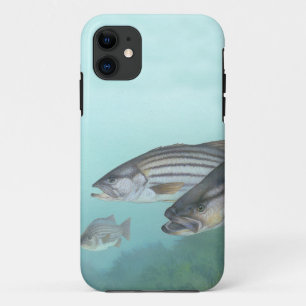 Bass fishing striped bass fish illustration iPhone 11 case