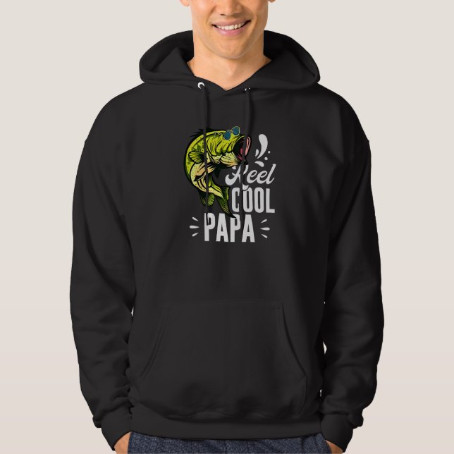 Bass Fishing Sunglasses Father's Day Reel Cool Pap Hoodie (Front)