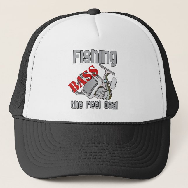 Bass Fishing The Reel Deal Trucker Hat (Front)
