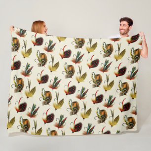 Bass Flies Fishing Fleece Blanket