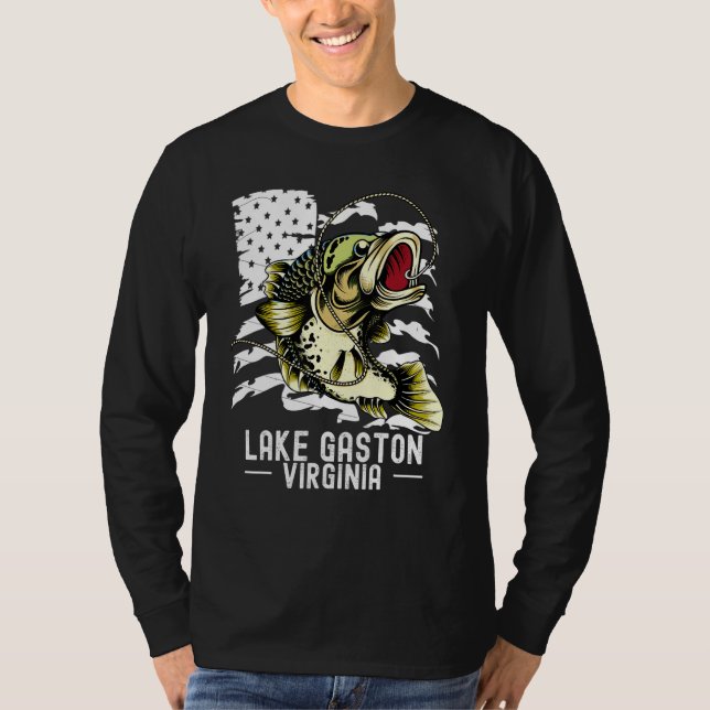Bass Game Fishing Sports Fisherman Lake Gaston Vir T-Shirt (Front)