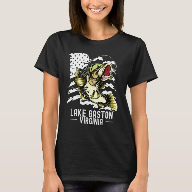 Bass Game Fishing Sports Fisherman Lake Gaston Vir T-Shirt (Front)