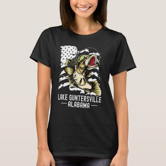 Bass Game Fishing Sports Fisherman Lake Guntersvil T-Shirt (Front)