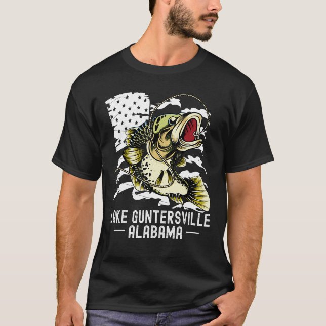 Bass Game Fishing Sports Fisherman Lake Guntersvil T-Shirt (Front)