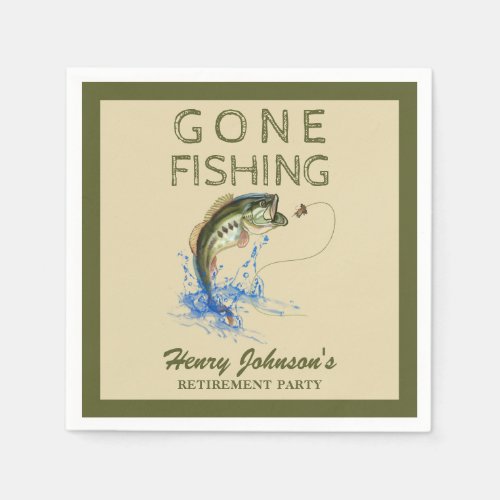 Fishing Retirement Party - Gone Fishing Napkins