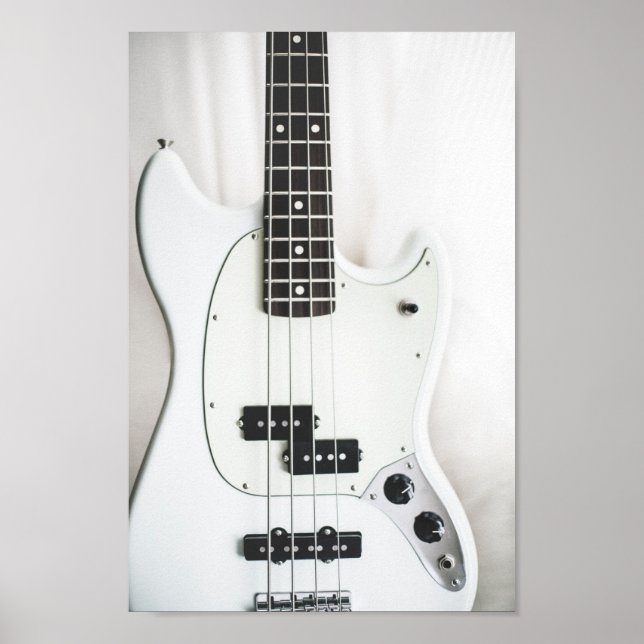 Bass Guitar - Black & White Poster (Front)