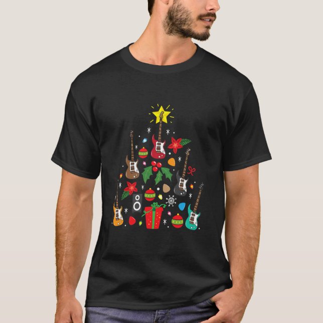 Bass Guitar Christmas Ornament Tree Funny Gift T-Shirt (Front)
