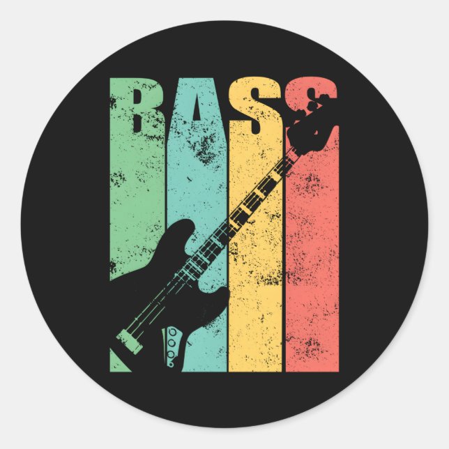 Bass Guitar Classic Round Sticker (Front)