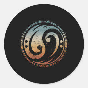 Bass Guitar Clef Yin Yang For Bassist Bass Player Classic Round Sticker