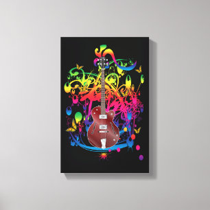 Bass Guitar Color splash Canvas Print