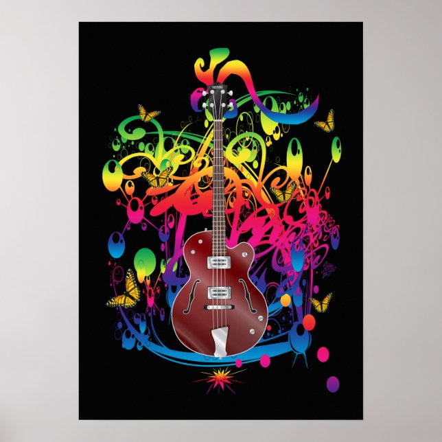 Bass Guitar Color splash Poster (Front)