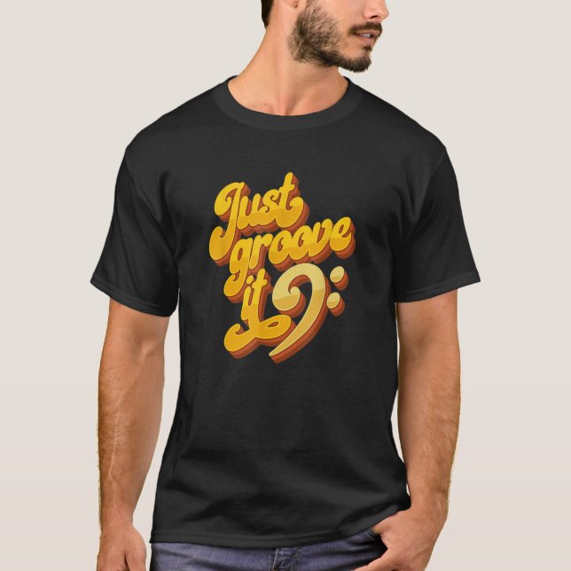 Bass Guitar Funky Groove Bass Clef for Bassist T-Shirt (Front)