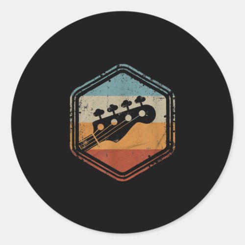 Bass Guitar Headstock Bassist And Bass Player Classic Round Sticker