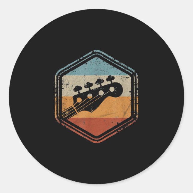 Bass Guitar Headstock Bassist And Bass Player Classic Round Sticker (Front)