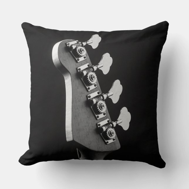 Bass guitar headstock throw pillow (Front)