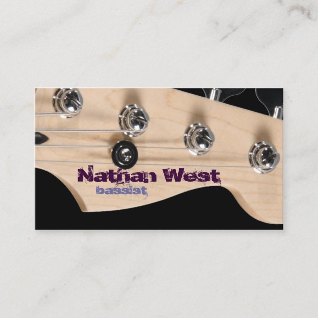 Bass Guitar Headstock With Name Business Card (Front)