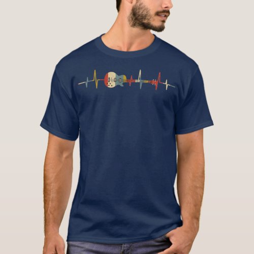 Bass Guitar Heartbeat  Retro Gift for Bassists T_Shirt