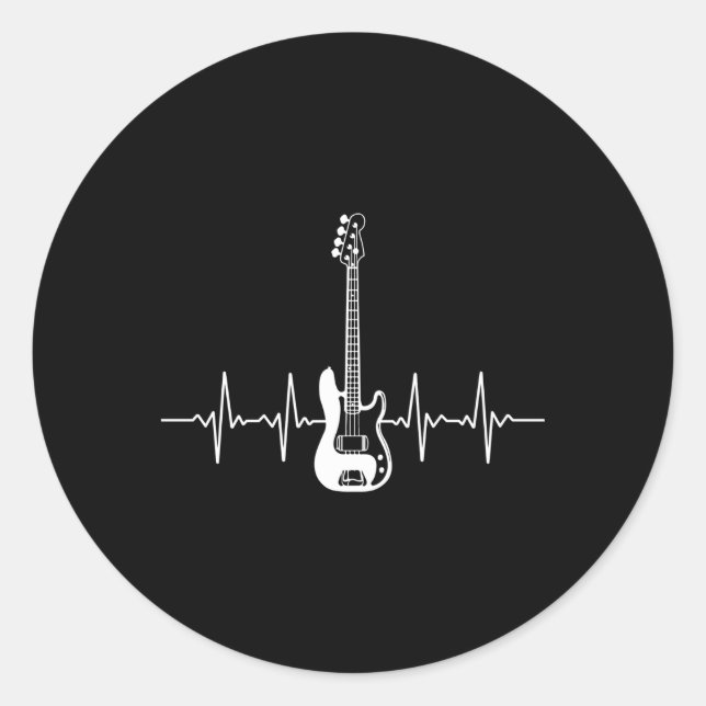 Bass Guitar Hebeat For Bass Player Classic Round Sticker (Front)