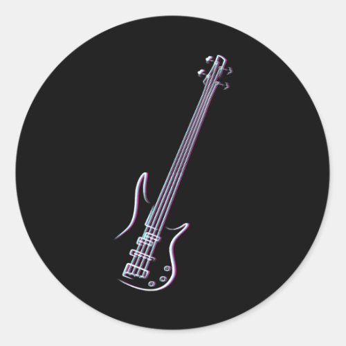 Bass guitar musical instrument bass player classic round sticker