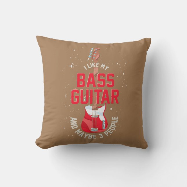 Bass Guitar Player Bass Guitarist Music Bassist Throw Pillow (Front)