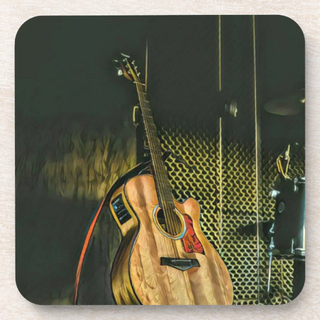 Bass guitar player beverage coaster (Front)