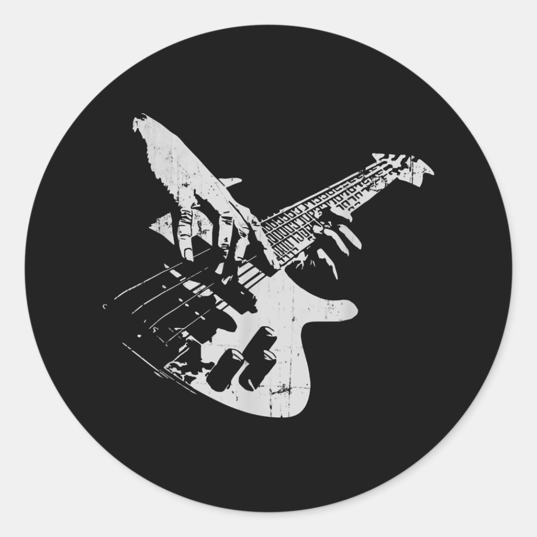 Bass Guitar Player Gift Bassist Classic Round Sticker Zazzle