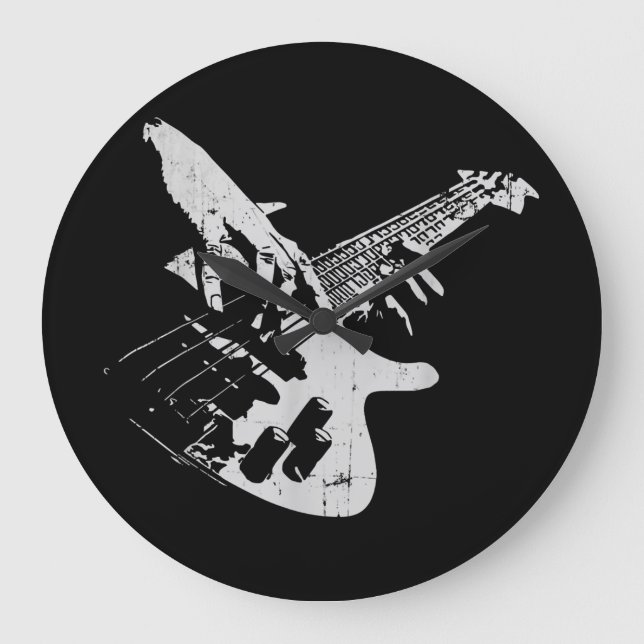 Bass Guitar Player Gift Bassist Large Clock (Front)