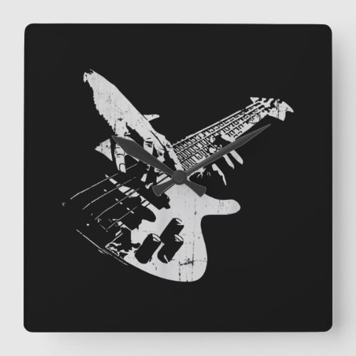 Bass Guitar Player Gift Bassist Square Wall Clock