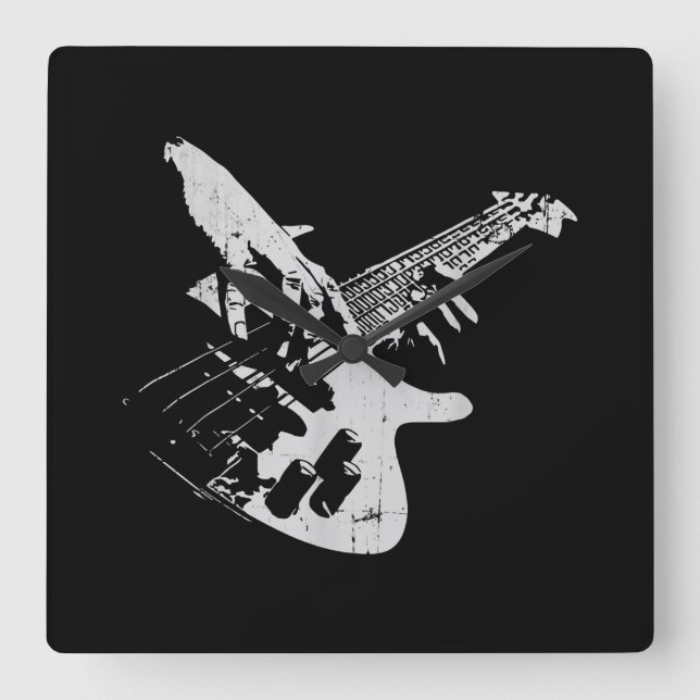 Bass Guitar Player Gift Bassist Square Wall Clock (Front)